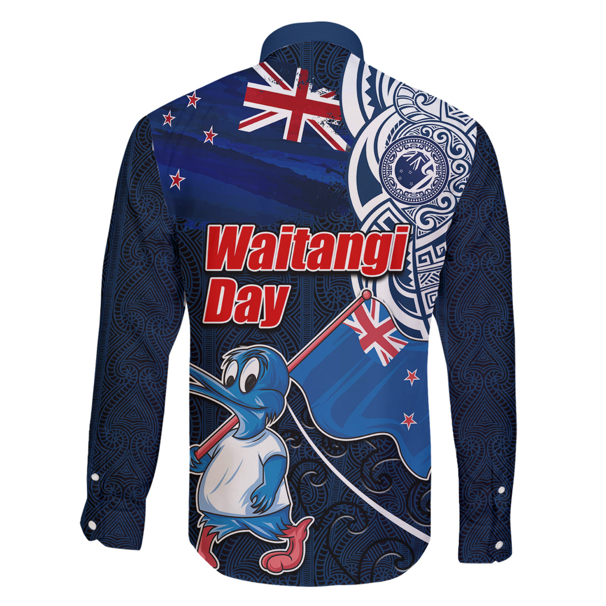 New Zealand Waitangi Family Matching Off Shoulder Maxi Dress and Hawaiian Shirt Te Ra O Waitangi Maori Kiwis Bird LT03 - Polynesian Pride