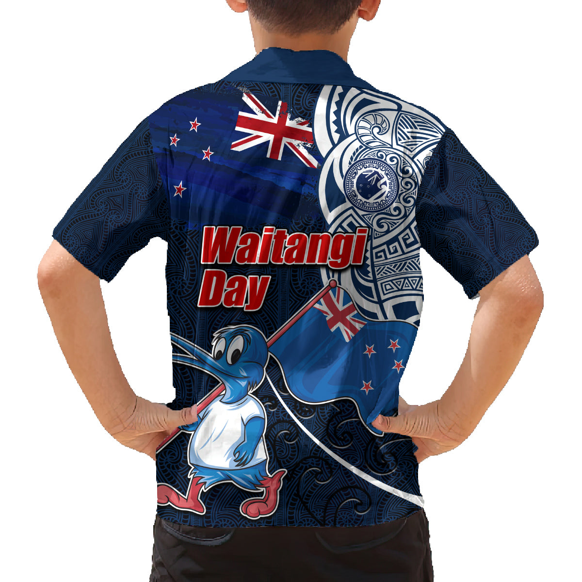 New Zealand Waitangi Family Matching Summer Maxi Dress and Hawaiian Shirt Te Ra O Waitangi Maori Kiwis Bird LT03 - Polynesian Pride