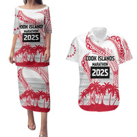 Cook Islands Marathon 2025-Pursuit in Paradise Couples Matching Puletasi and Hawaiian Shirt Red Color LT03 Red - Polynesian Pride