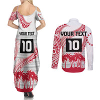 Cook Islands Marathon 2025-Pursuit in Paradise Couples Matching Summer Maxi Dress and Long Sleeve Button Shirt Red Color LT03 - Polynesian Pride