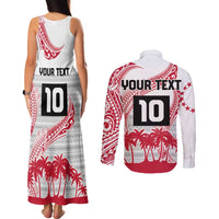 Cook Islands Marathon 2025-Pursuit in Paradise Couples Matching Tank Maxi Dress and Long Sleeve Button Shirt Red Color LT03 - Polynesian Pride