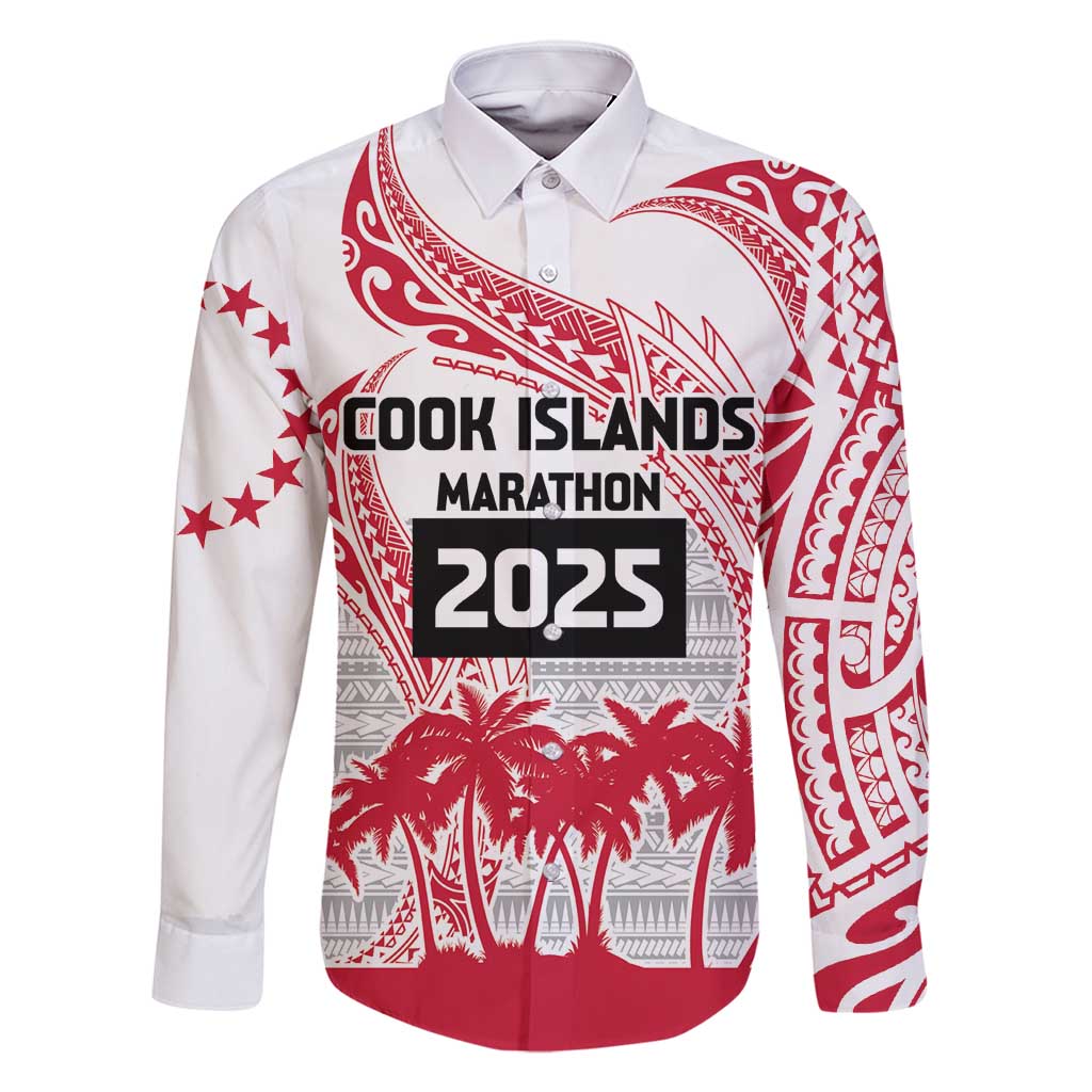 Cook Islands Marathon 2025-Pursuit in Paradise Family Matching Mermaid Dress and Hawaiian Shirt Red Color LT03 Dad's Shirt - Long Sleeve Red - Polynesian Pride