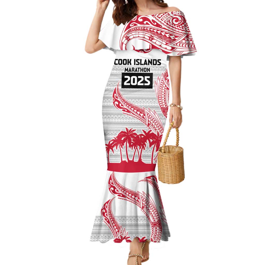 Cook Islands Marathon 2025-Pursuit in Paradise Family Matching Mermaid Dress and Hawaiian Shirt Red Color LT03 Mom's Dress Red - Polynesian Pride