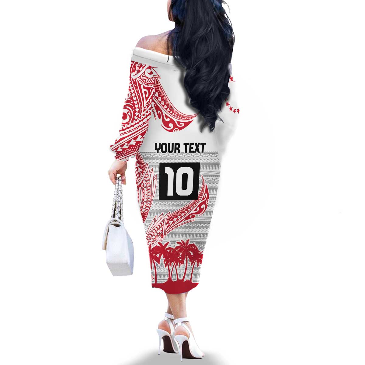 Cook Islands Marathon 2025-Pursuit in Paradise Family Matching Off The Shoulder Long Sleeve Dress and Hawaiian Shirt Red Color