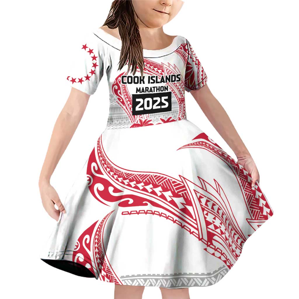 Cook Islands Marathon 2025-Pursuit in Paradise Family Matching Off Shoulder Short Dress and Hawaiian Shirt Red Color LT03 Daughter's Dress Red - Polynesian Pride