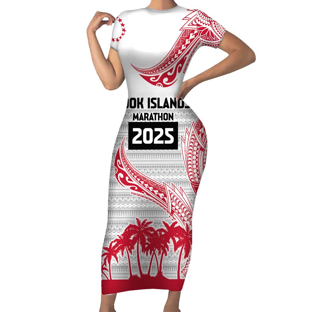 Cook Islands Marathon 2025-Pursuit in Paradise Family Matching Short Sleeve Bodycon Dress and Hawaiian Shirt Red Color LT03 Mom's Dress Red - Polynesian Pride