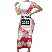 Cook Islands Marathon 2025-Pursuit in Paradise Family Matching Short Sleeve Bodycon Dress and Hawaiian Shirt Red Color LT03 Mom's Dress Red - Polynesian Pride