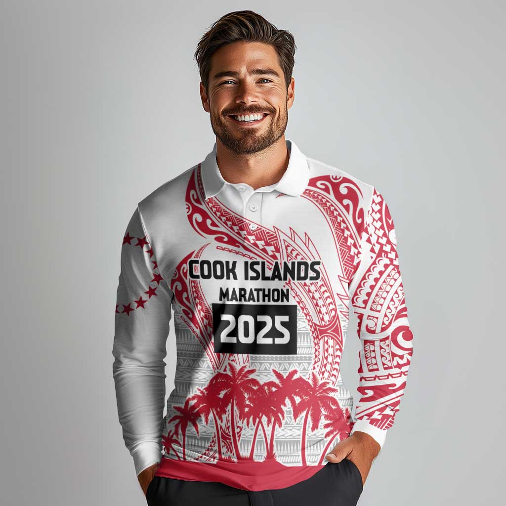 Cook Islands Marathon 2025-Pursuit in Paradise Long Sleeve Polo Shirt Red Color LT03 - Polynesian Pride