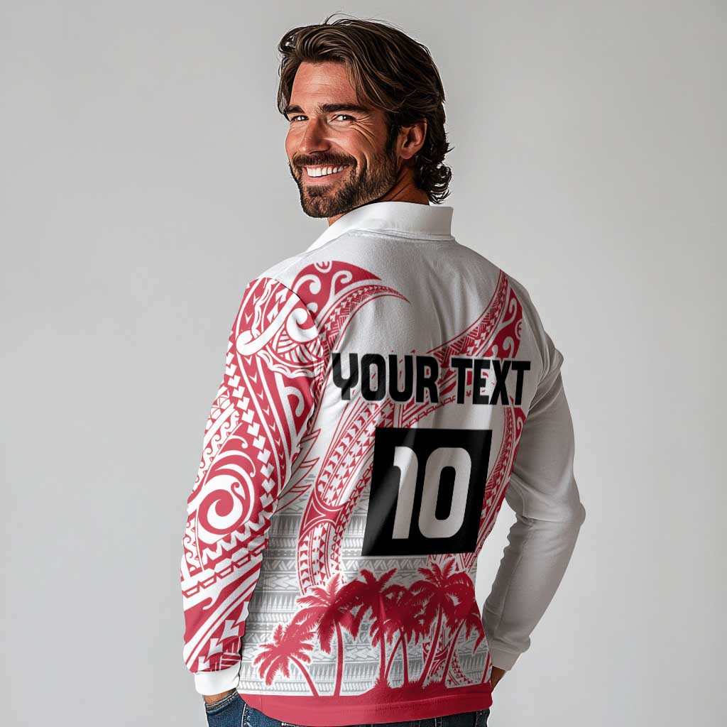 Cook Islands Marathon 2025-Pursuit in Paradise Long Sleeve Polo Shirt Red Color LT03 - Polynesian Pride