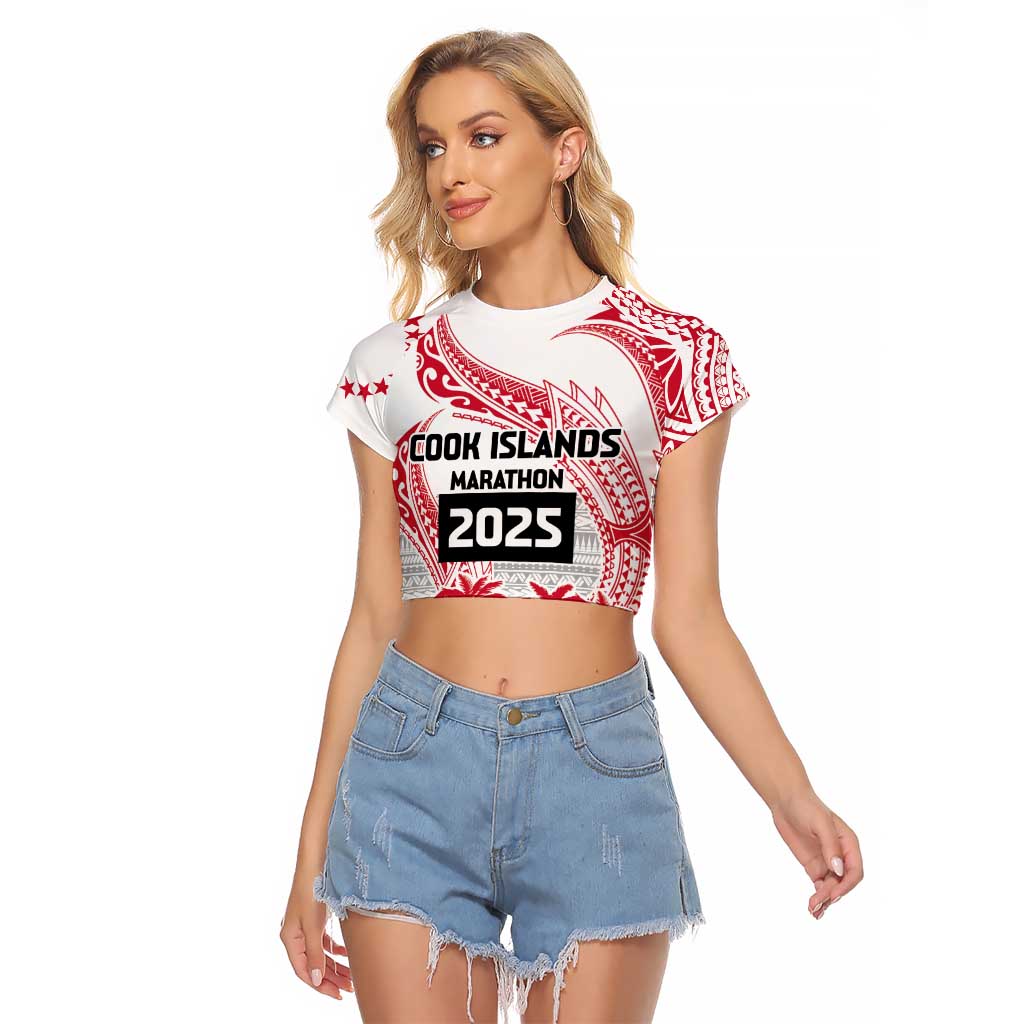Cook Islands Marathon 2025-Pursuit in Paradise Raglan Cropped T Shirt Red Color LT03 Female Red - Polynesian Pride