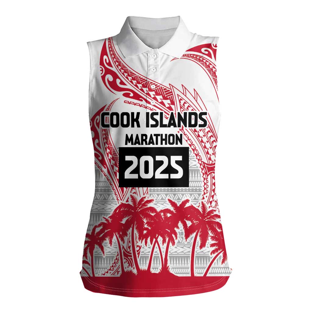 Cook Islands Marathon 2025-Pursuit in Paradise Women Sleeveless Polo Shirt Red Color LT03 Female Red - Polynesian Pride