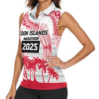 Cook Islands Marathon 2025-Pursuit in Paradise Women Sleeveless Polo Shirt Red Color LT03 - Polynesian Pride