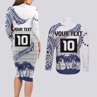 Cook Islands Marathon 2025-Pursuit in Paradise Couples Matching Long Sleeve Bodycon Dress and Long Sleeve Button Shirt Blue Color LT03 - Polynesian Pride