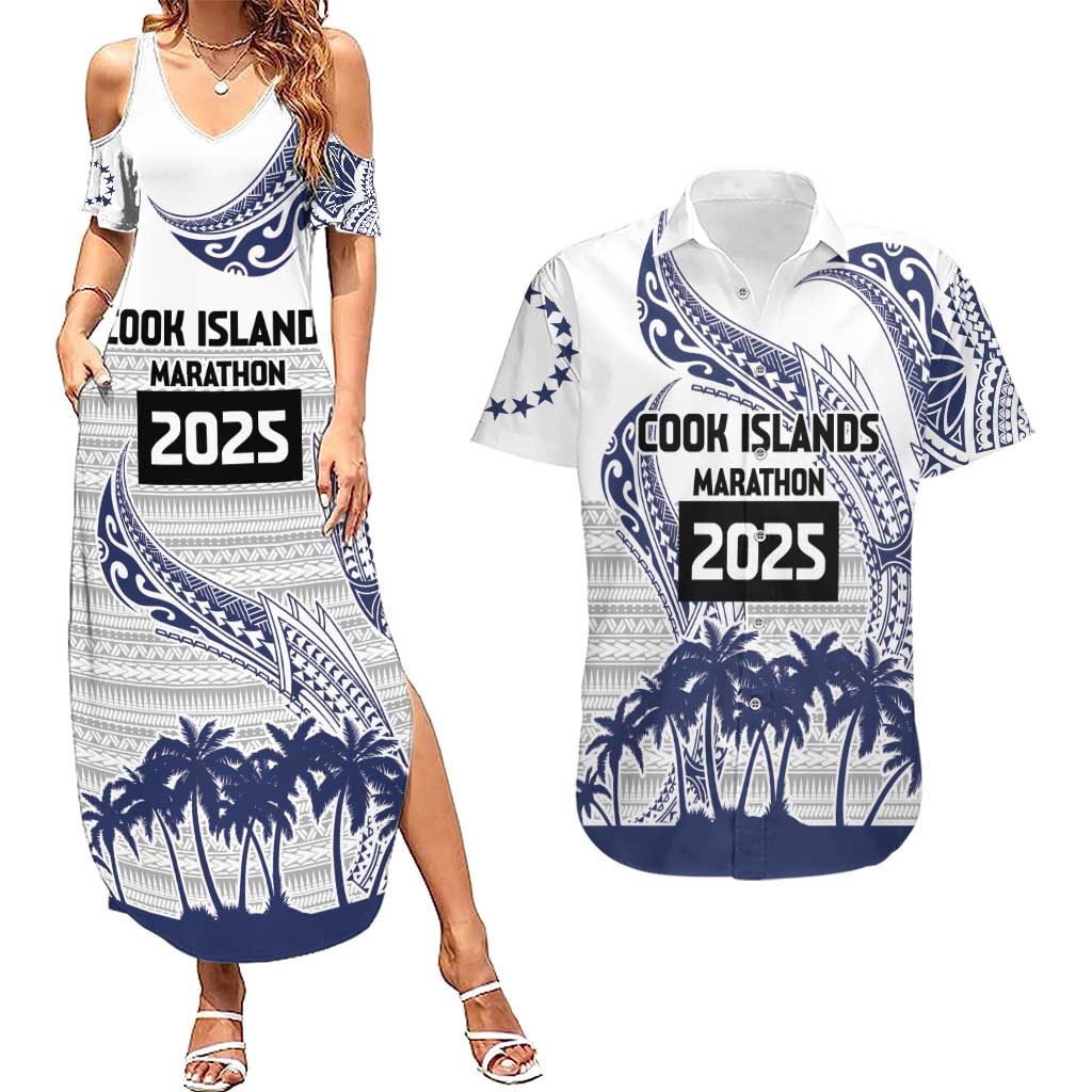Cook Islands Marathon 2025-Pursuit in Paradise Couples Matching Summer Maxi Dress and Hawaiian Shirt Blue Color LT03 Blue - Polynesian Pride