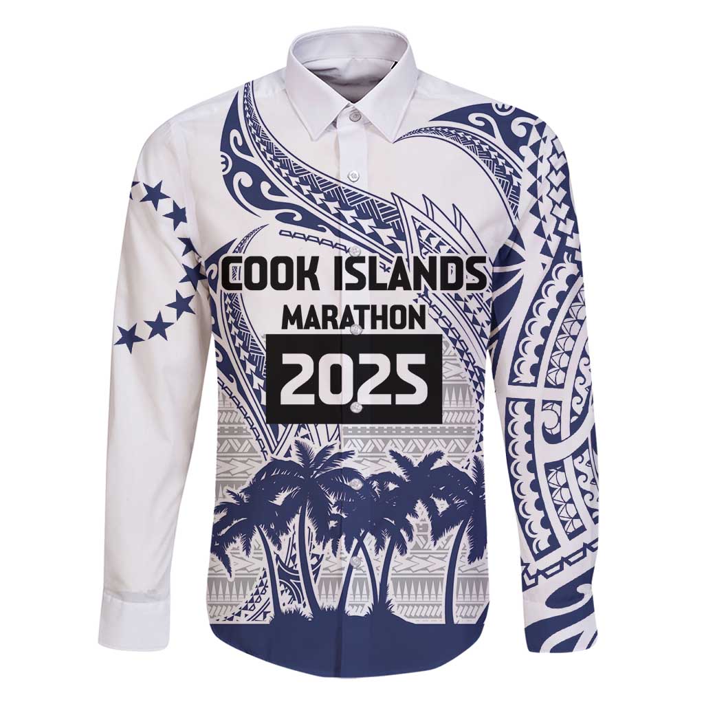 Cook Islands Marathon 2025-Pursuit in Paradise Family Matching Long Sleeve Bodycon Dress and Hawaiian Shirt Blue Color LT03 Dad's Shirt - Long Sleeve Blue - Polynesian Pride