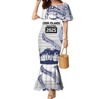 Cook Islands Marathon 2025-Pursuit in Paradise Family Matching Mermaid Dress and Hawaiian Shirt Blue Color LT03 Mom's Dress Blue - Polynesian Pride