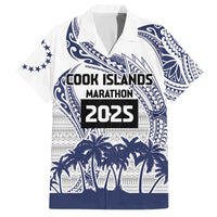 Cook Islands Marathon 2025-Pursuit in Paradise Family Matching Off The Shoulder Long Sleeve Dress and Hawaiian Shirt Blue Color