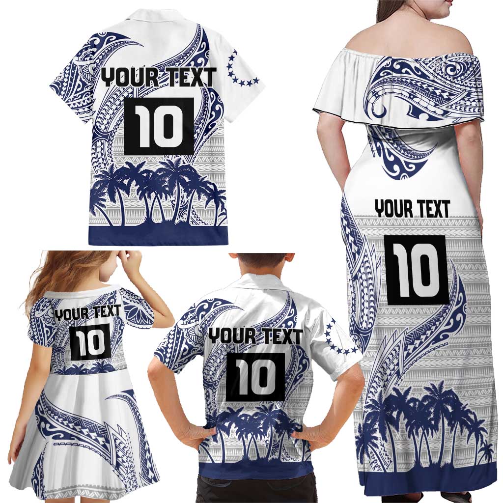 Cook Islands Marathon 2025-Pursuit in Paradise Family Matching Off Shoulder Maxi Dress and Hawaiian Shirt Blue Color LT03 - Polynesian Pride