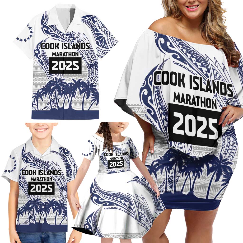 Cook Islands Marathon 2025-Pursuit in Paradise Family Matching Off Shoulder Short Dress and Hawaiian Shirt Blue Color LT03 - Polynesian Pride