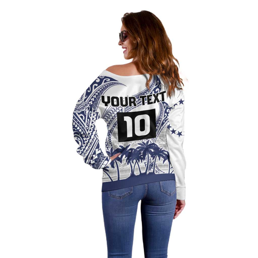 Cook Islands Marathon 2025-Pursuit in Paradise Off Shoulder Sweater Blue Color