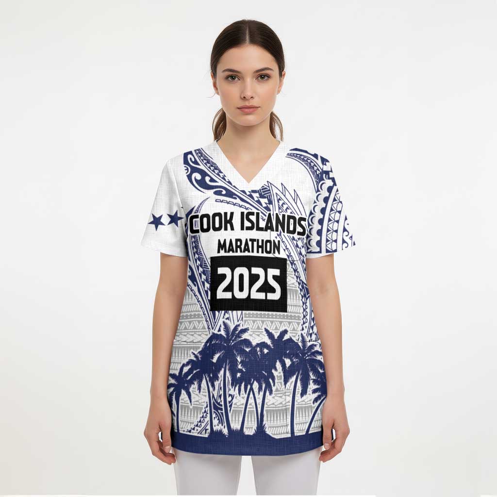 Cook Islands Marathon 2025-Pursuit in Paradise Scrub Top Blue Color - Polynesian Pride