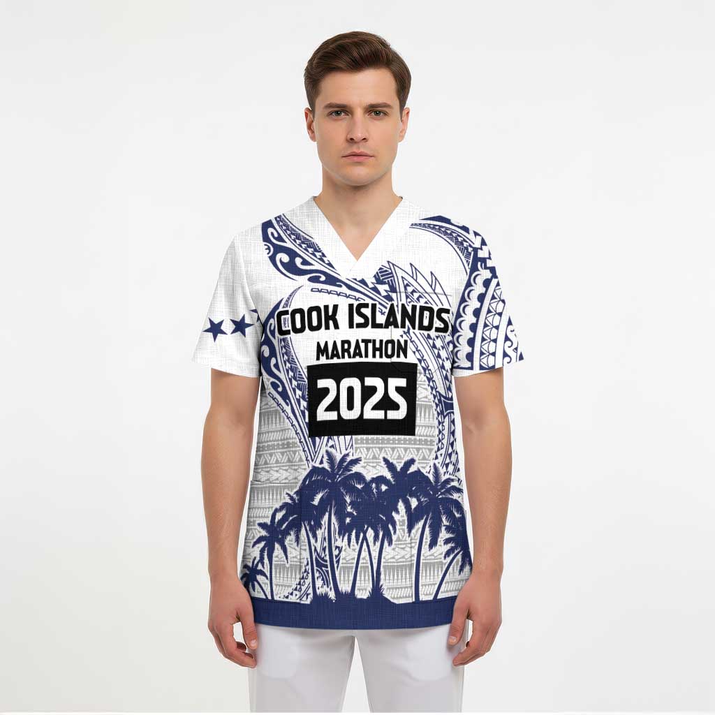 Cook Islands Marathon 2025-Pursuit in Paradise Scrub Top Blue Color - Polynesian Pride