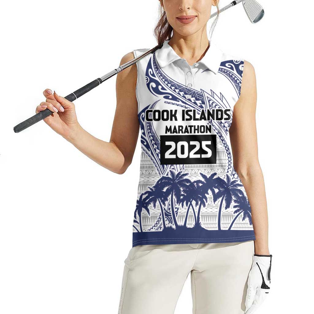 Cook Islands Marathon 2025-Pursuit in Paradise Women Sleeveless Polo Shirt Blue Color LT03 - Polynesian Pride