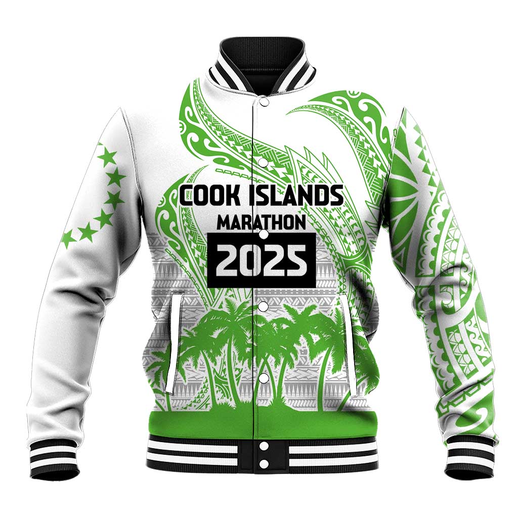 Cook Islands Marathon 2025-Pursuit in Paradise Baseball Jacket Green Color LT03 Unisex Green - Polynesian Pride