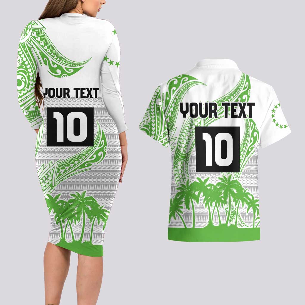 Cook Islands Marathon 2025-Pursuit in Paradise Couples Matching Long Sleeve Bodycon Dress and Hawaiian Shirt Green Color LT03 - Polynesian Pride