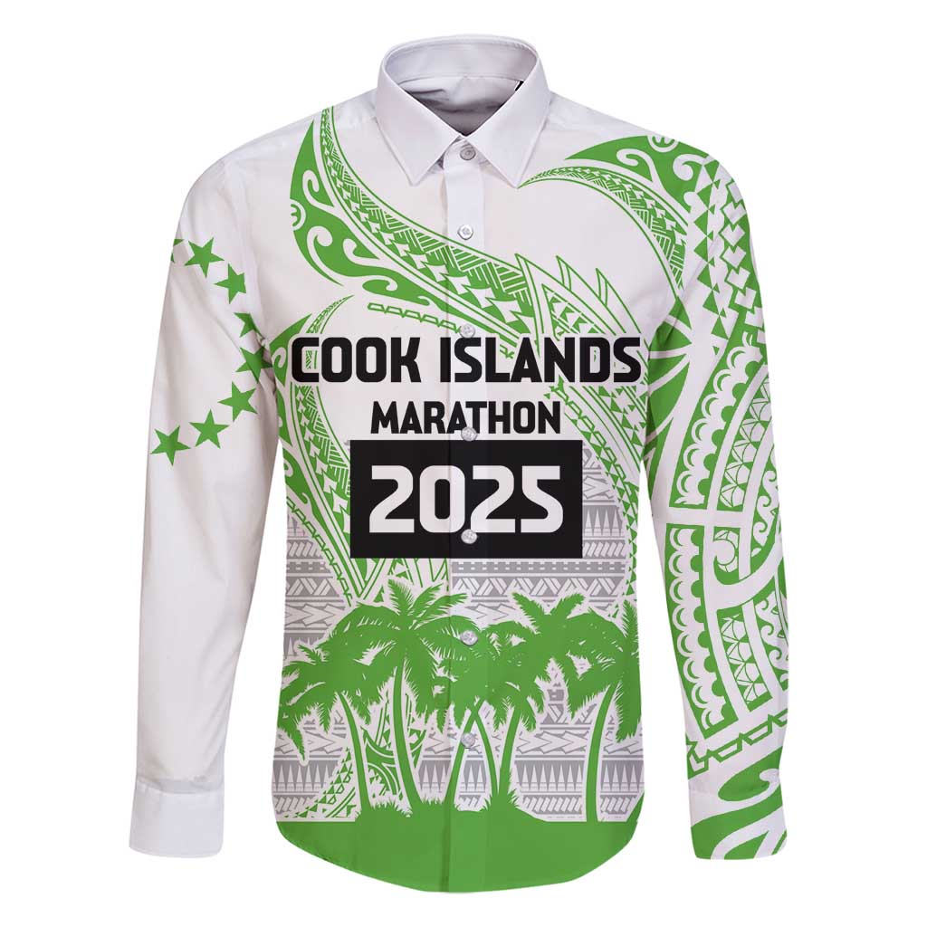 Cook Islands Marathon 2025-Pursuit in Paradise Family Matching Long Sleeve Bodycon Dress and Hawaiian Shirt Green Color LT03 Dad's Shirt - Long Sleeve Green - Polynesian Pride