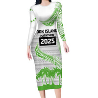 Cook Islands Marathon 2025-Pursuit in Paradise Family Matching Long Sleeve Bodycon Dress and Hawaiian Shirt Green Color LT03 Mom's Dress Green - Polynesian Pride