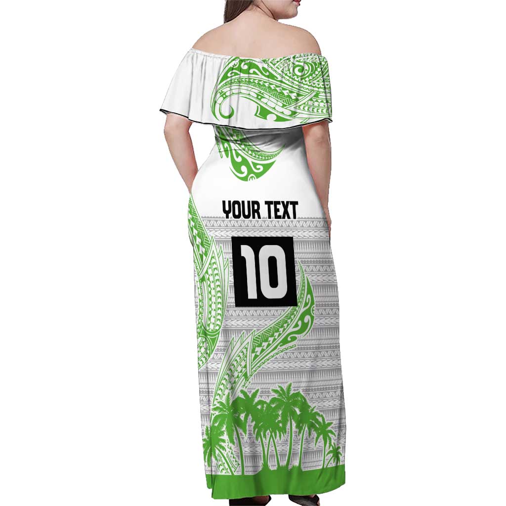 Cook Islands Marathon 2025-Pursuit in Paradise Family Matching Off Shoulder Maxi Dress and Hawaiian Shirt Green Color LT03 - Polynesian Pride