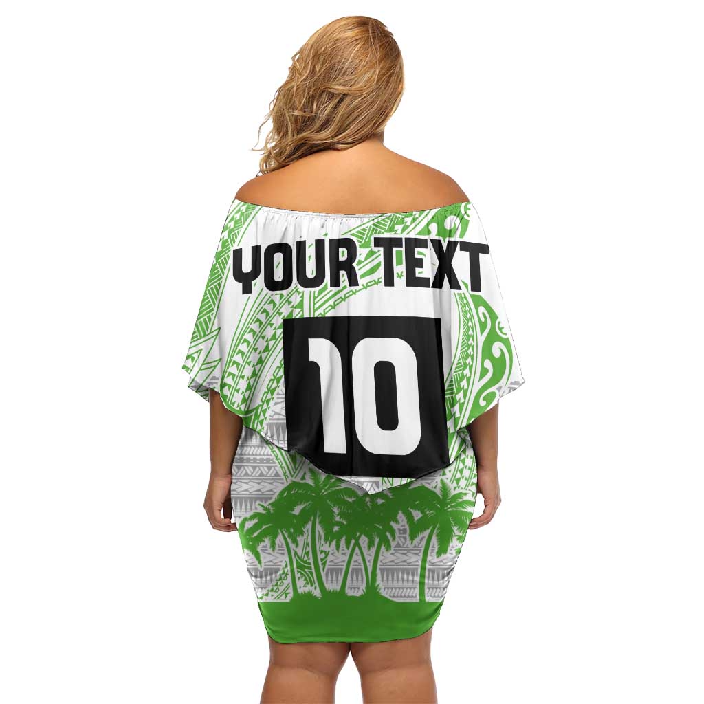Cook Islands Marathon 2025-Pursuit in Paradise Family Matching Off Shoulder Short Dress and Hawaiian Shirt Green Color LT03 - Polynesian Pride