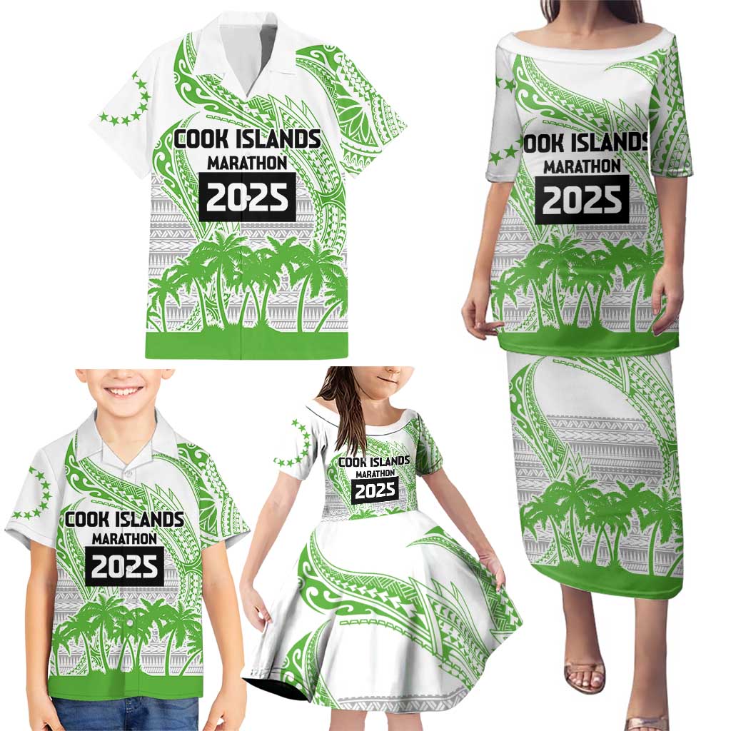 Cook Islands Marathon 2025-Pursuit in Paradise Family Matching Puletasi and Hawaiian Shirt Green Color LT03 - Polynesian Pride