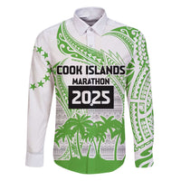 Cook Islands Marathon 2025-Pursuit in Paradise Family Matching Puletasi and Hawaiian Shirt Green Color LT03 Dad's Shirt - Long Sleeve Green - Polynesian Pride