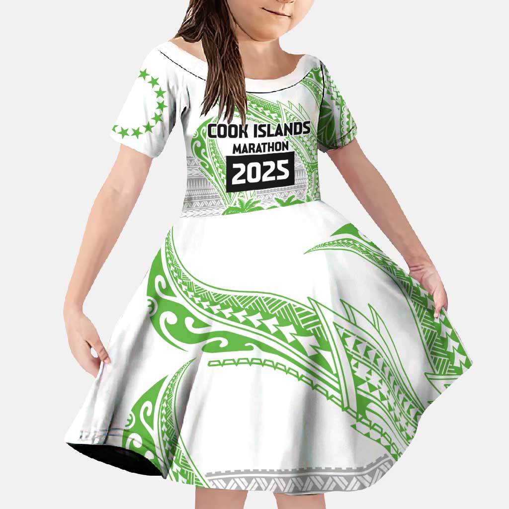 Cook Islands Marathon 2025-Pursuit in Paradise Family Matching Summer Maxi Dress and Hawaiian Shirt Green Color LT03 Daughter's Dress Green - Polynesian Pride