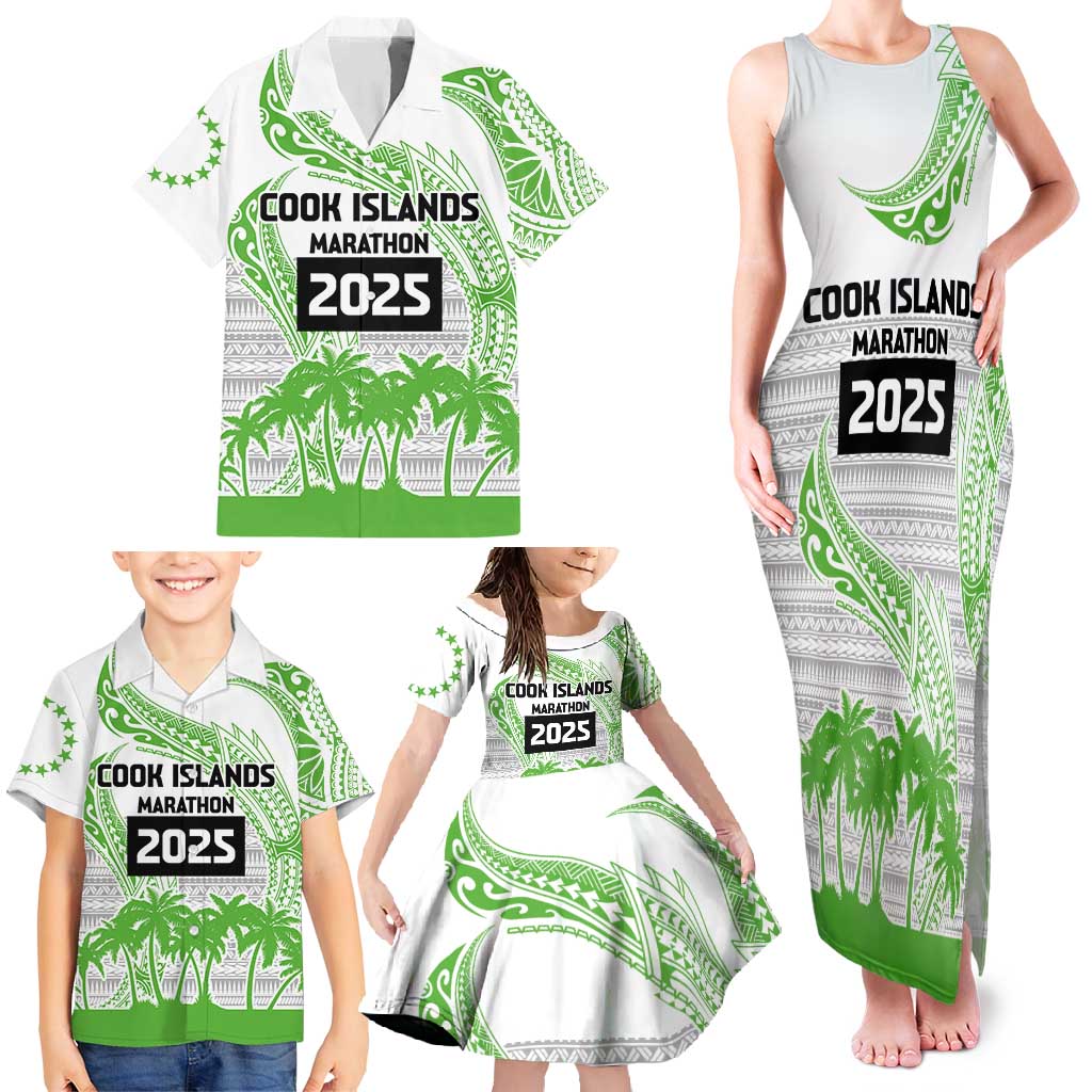 Cook Islands Marathon 2025-Pursuit in Paradise Family Matching Tank Maxi Dress and Hawaiian Shirt Green Color LT03 - Polynesian Pride