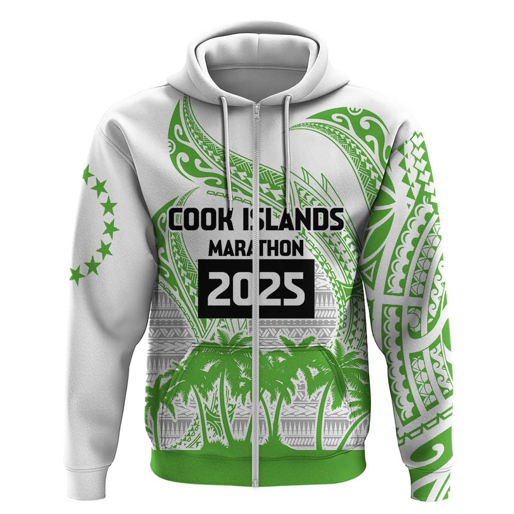 Cook Islands Marathon 2025-Pursuit in Paradise Zip Hoodie Green Color