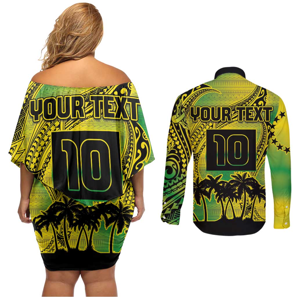 Cook Islands Marathon 2025-Pursuit in Paradise Couples Matching Off Shoulder Short Dress and Long Sleeve Button Shirt Special Edition LT03 - Polynesian Pride