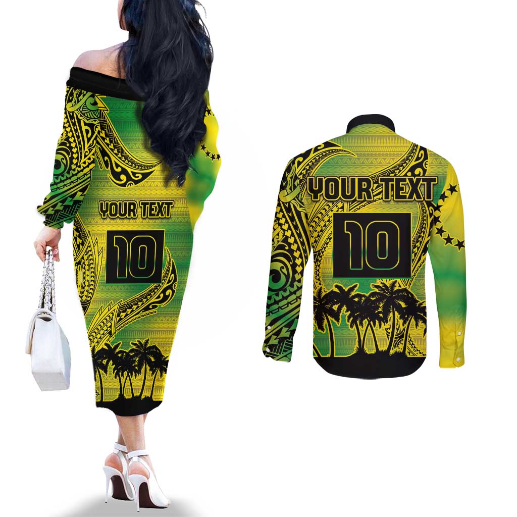 Cook Islands Marathon 2025-Pursuit in Paradise Couples Matching Off The Shoulder Long Sleeve Dress and Long Sleeve Button Shirt Special Edition LT03 - Polynesian Pride