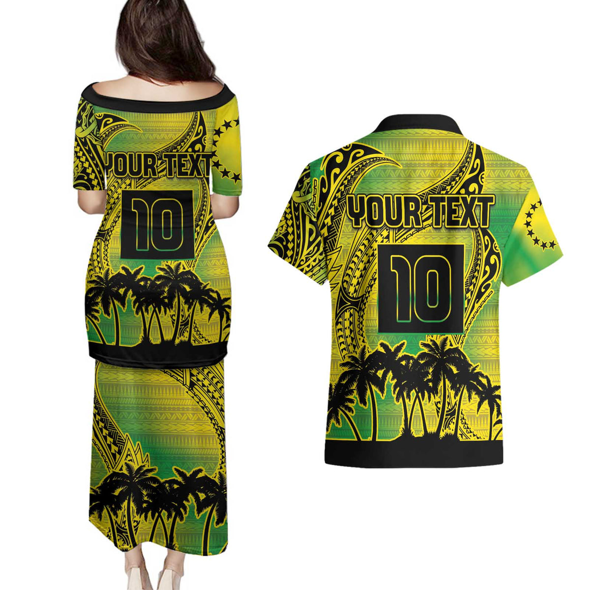 Cook Islands Marathon 2025-Pursuit in Paradise Couples Matching Puletasi and Hawaiian Shirt Special Edition LT03 - Polynesian Pride