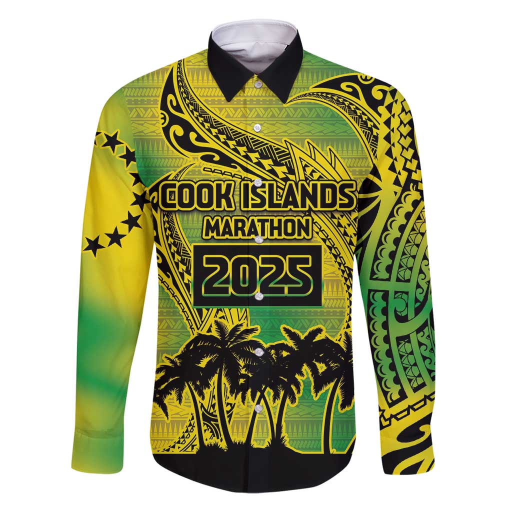 Cook Islands Marathon 2025-Pursuit in Paradise Family Matching Summer Maxi Dress and Hawaiian Shirt Special Edition LT03 Dad's Shirt - Long Sleeve Yellow-Green - Polynesian Pride
