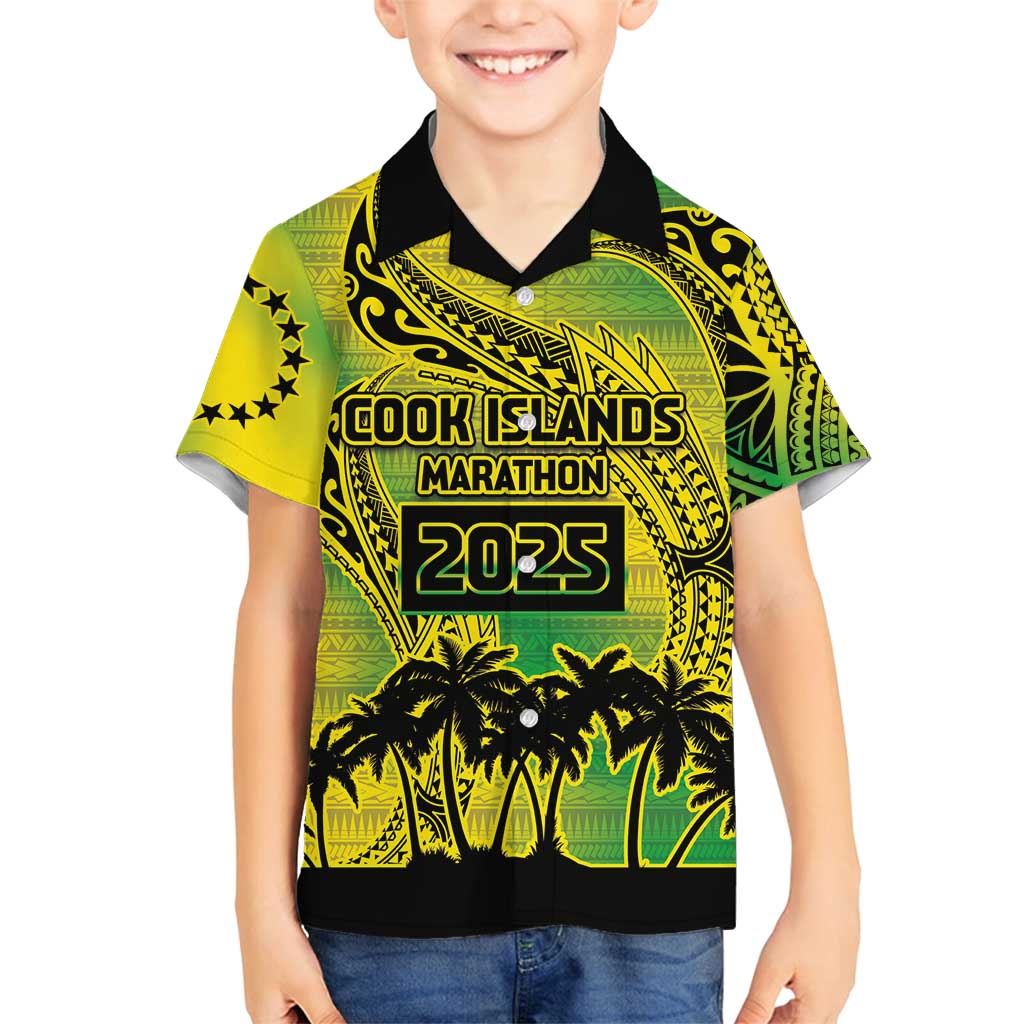 Cook Islands Marathon 2025-Pursuit in Paradise Family Matching Tank Maxi Dress and Hawaiian Shirt Special Edition LT03 Son's Shirt Yellow-Green - Polynesian Pride
