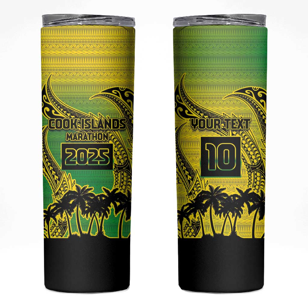 Cook Islands Marathon 2025-Pursuit in Paradise Skinny Tumbler Special Edition LT03 Yellow-Green - Polynesian Pride