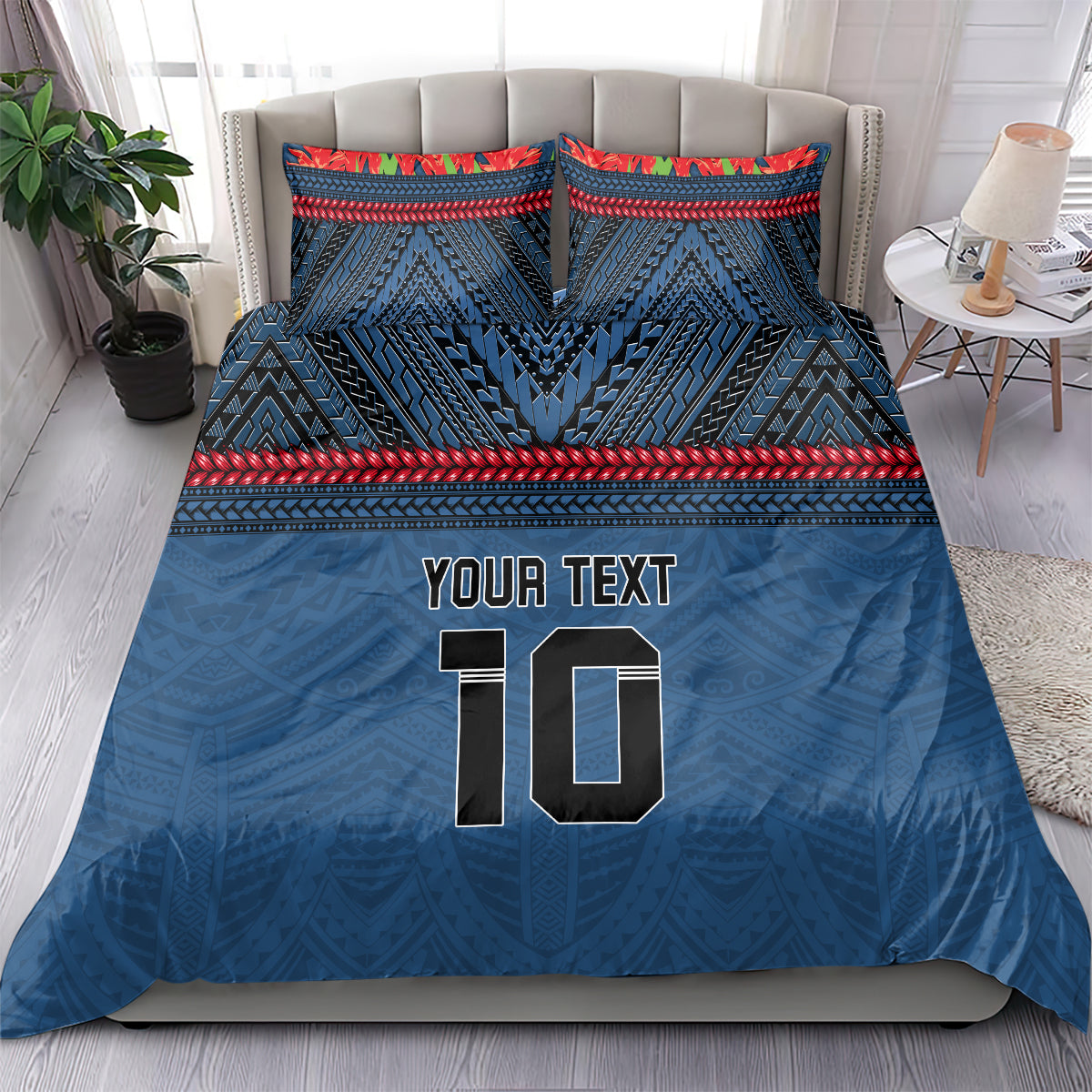 Custom Toa Samoa Rugby Bedding Set Samoan Warrior Ula Fala Tribal Pattern