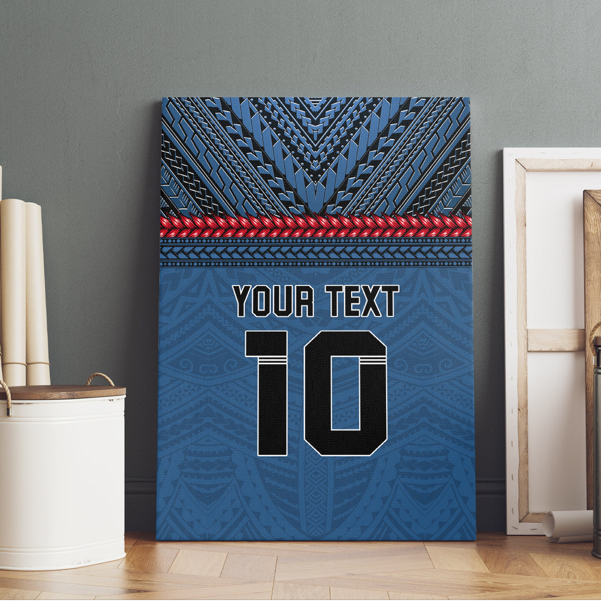 Custom Toa Samoa Rugby Canvas Wall Art Samoan Warrior Ula Fala Tribal Pattern