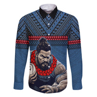 Custom Toa Samoa Rugby Family Matching Long Sleeve Bodycon Dress and Hawaiian Shirt Samoan Warrior Ula Fala Tribal Pattern LT03
