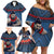 Custom Toa Samoa Rugby Family Matching Off Shoulder Short Dress and Hawaiian Shirt Samoan Warrior Ula Fala Tribal Pattern LT03