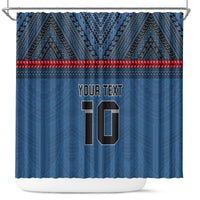 Custom Toa Samoa Rugby Shower Curtain Samoan Warrior Ula Fala Tribal Pattern