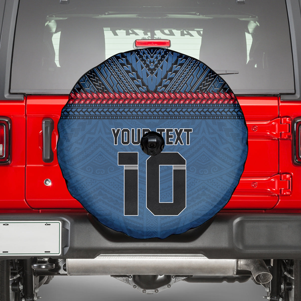 Custom Toa Samoa Rugby Spare Tire Cover Samoan Warrior Ula Fala Tribal Pattern